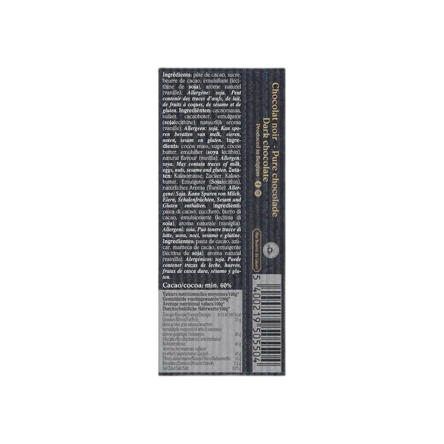 Шоколад темный Dark chocolate bar 60% CAFE-TASSE, 45г