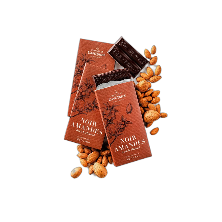 Шоколад темный (миндаль) Dark chocolate family bar with almonds CAFE-TASSE, 85г