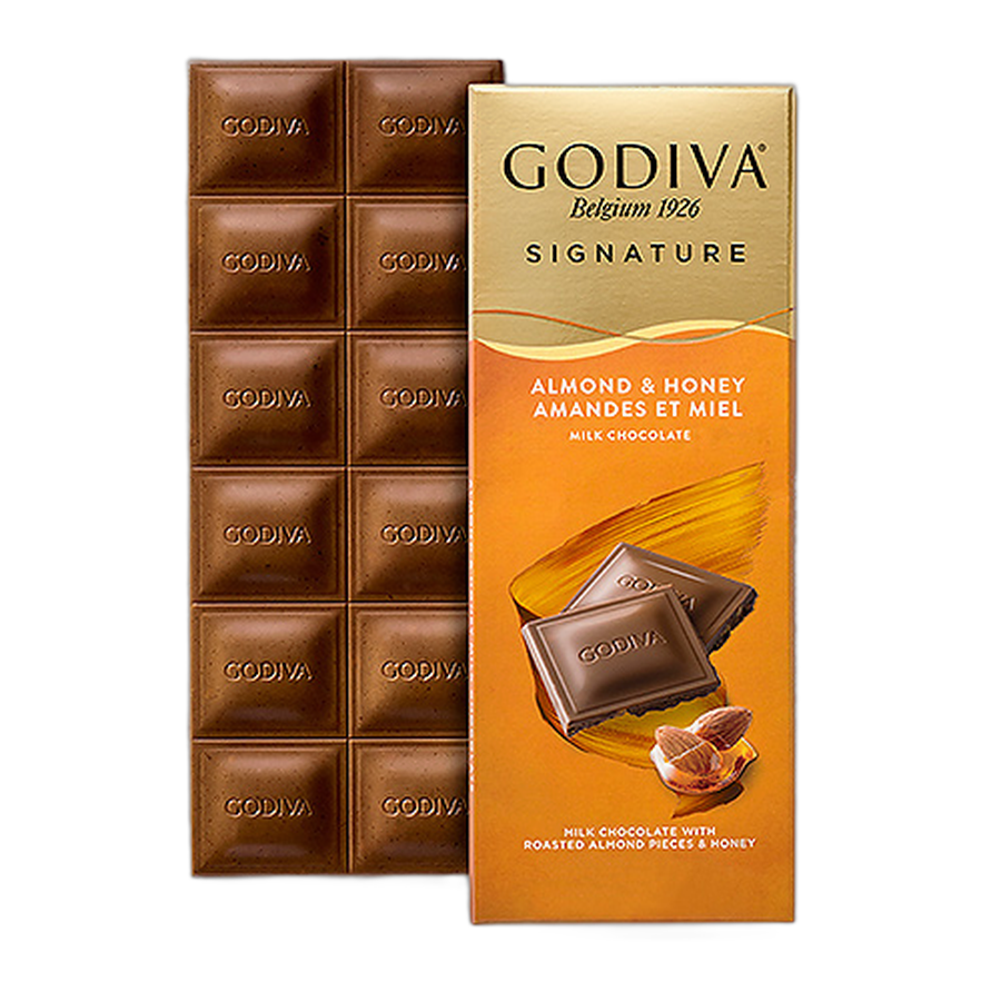 Шоколад молочный (медовый миндаль) Godiva Signature Tablet: Milk Honey Almond GODIVA, 90 гр