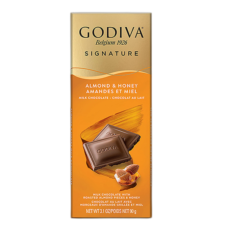 Шоколад молочный (медовый миндаль) Godiva Signature Tablet: Milk Honey Almond GODIVA, 90 гр
