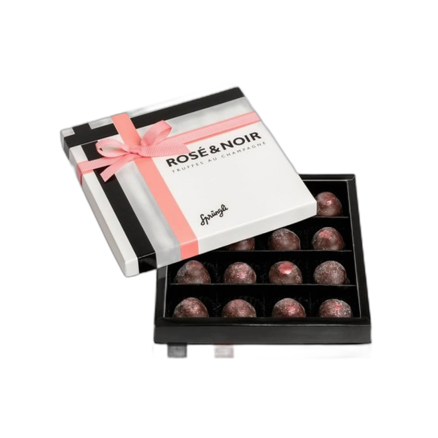Шоколадные конфеты трюфели с розовым шампанским + ганаш Rose&Noir 16шт SPRUNGLI, 180гр
