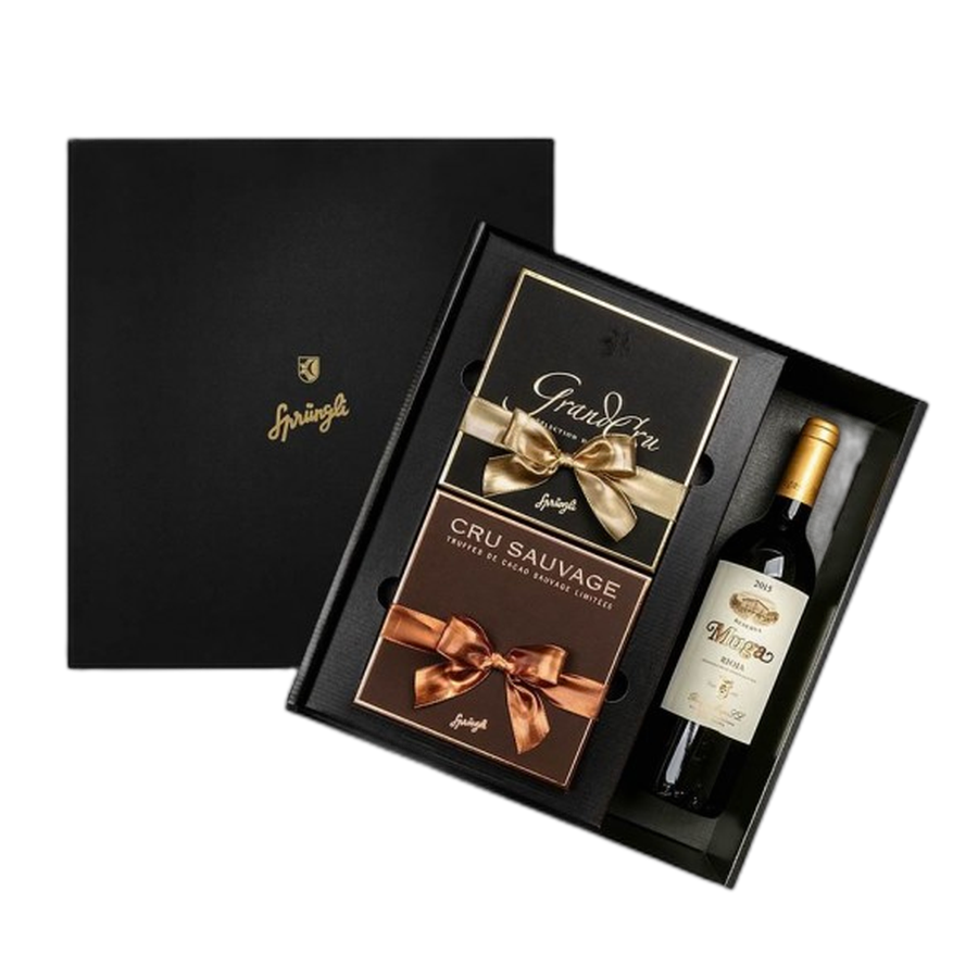 Набор пралине Grand Cru, трюфели Cru Sauvage, Muga Reserva красное вино, SPRUNGLI, 875 гр